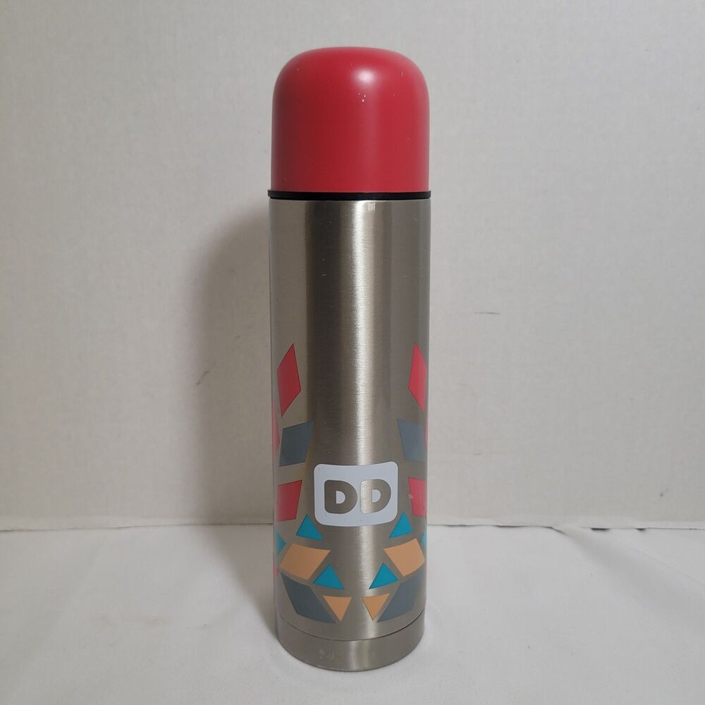 Dunkin Donuts 16 oz Stainless Steel Thermos Vacuum Bottle Pink DD 2015